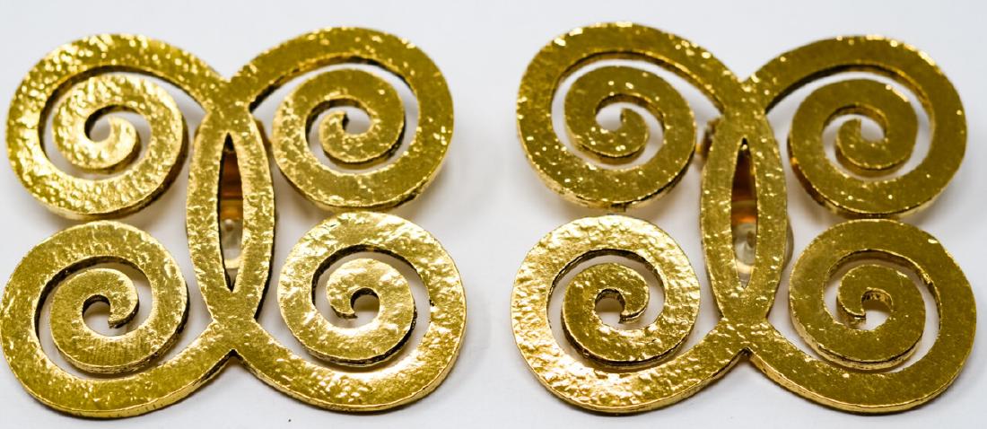 Vintage Chanel Gilt Metal Spiral Double C Earrings (1 of 5)