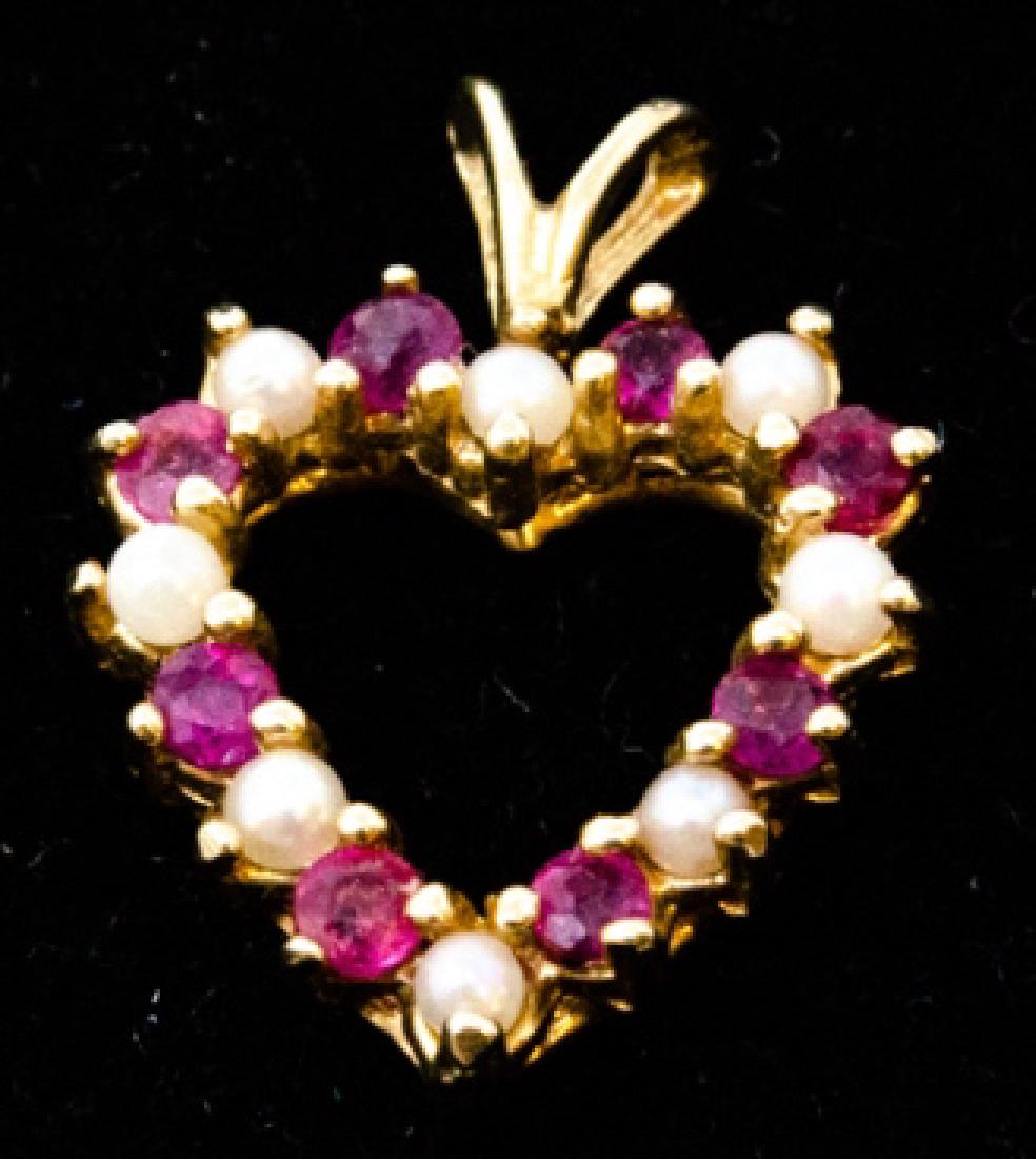 Vintage 14kt Yellow Gold & Ruby Heart Pendant (1 of 6)