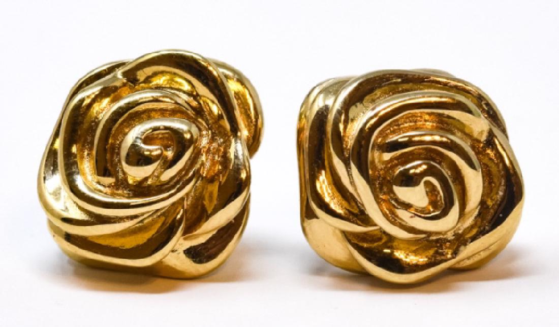 Vintage 14kt Yellow Gold Rose Stud Earrings (1 of 5)