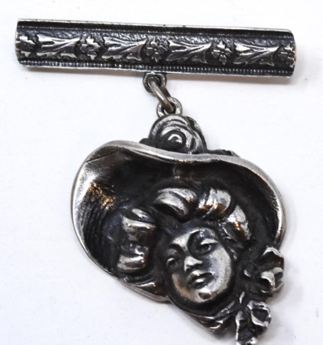 Antique Sterling Gibson Girl Portrait Brooch Pin (1 of 4)