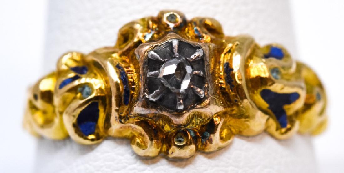 Antique 18th C 18kt Yellow Gold & Diamond Ring (1 of 5)