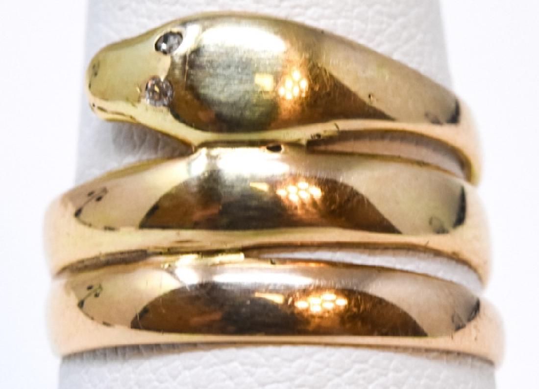 Antique 14kt Gold & Diamond Coiled Snake Ring (1 of 5)