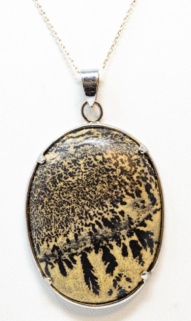 Vintage Sterling Silver & Moss Agate Necklace (1 of 5)