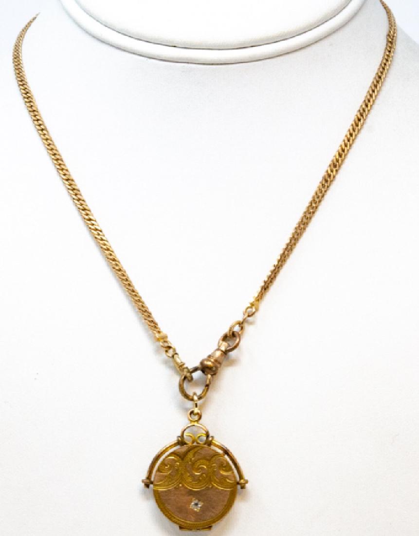 Antique 19th Century Locket on Chain Necklace: Antique 19th Century Locket on Chain Necklace. Locket hallmarked B Co. Chain measures 16 inches in length.