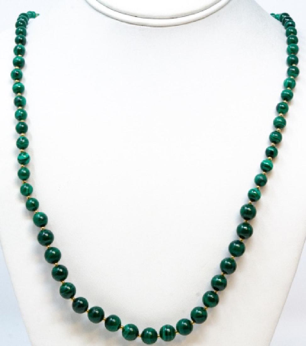 Vintage Carved Malachite Graduated Bead Necklace (1 of 5)