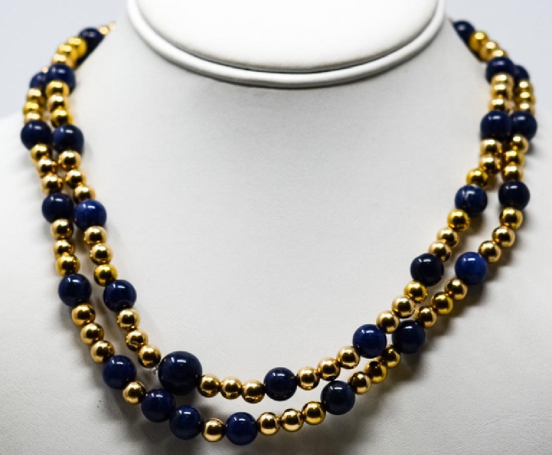 Estate 14kt Yellow Gold & Sodalite Bead Necklace (1 of 5)