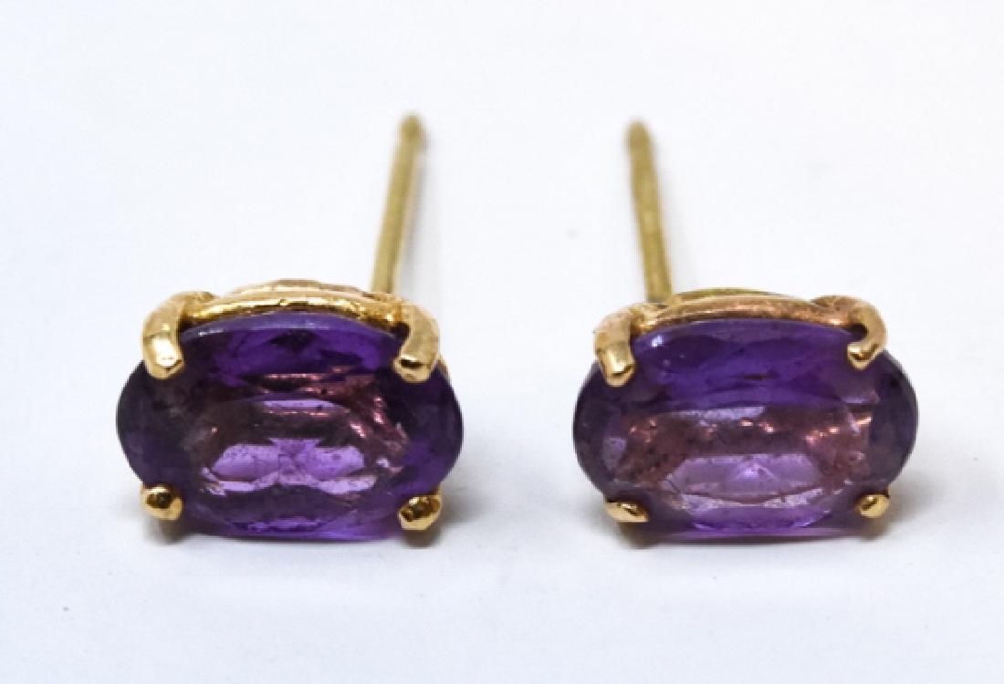 Pair of 14kt Yellow Gold & Amethyst Stud Earrings (1 of 7)