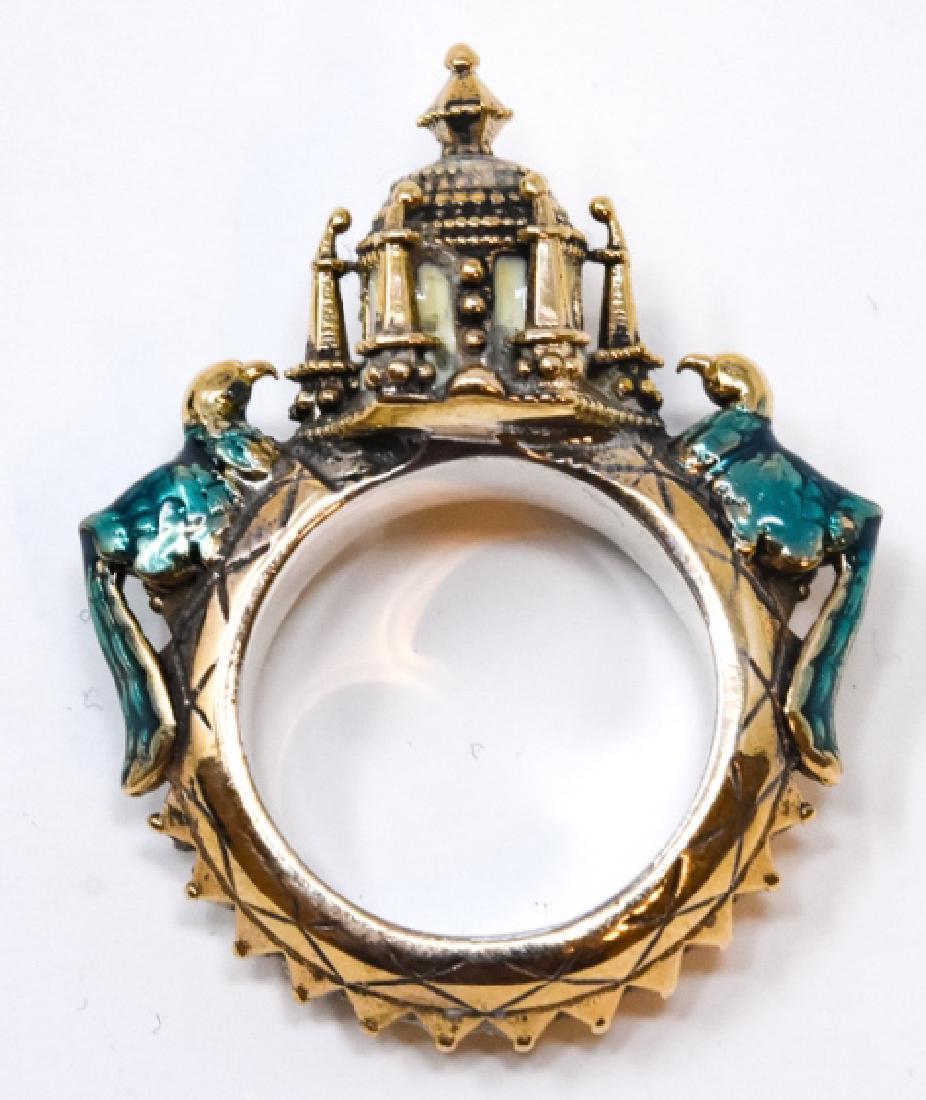 Sterling Silver & Enamel Renaissance Revival Ring: Sterling Silver & Enamel Renaissance Revival Ring. Ring size 7.