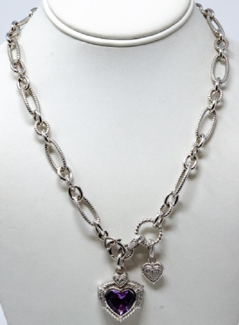 Judith Ripka Sterling Silver Heart Necklace w Box (1 of 6)
