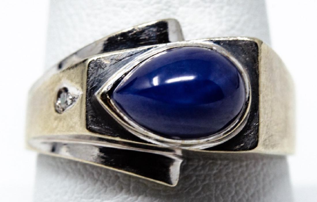 Estate 14k White Gold Star Sapphire & Diamond Ring (1 of 7)