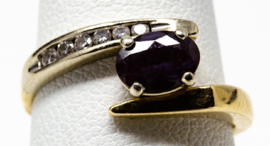 Vintage Bypass Ring 14kt Gold Sapphire & Diamond (1 of 7)