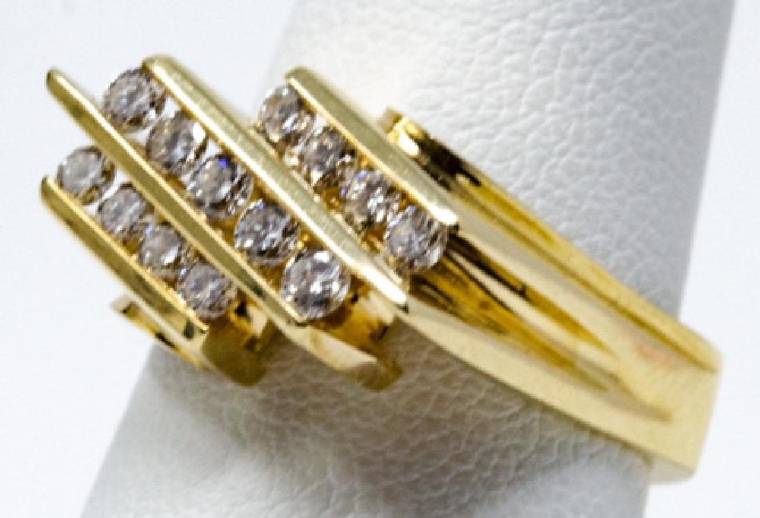 Retro 18kt Yellow Gold & Diamond Unisex Ring (1 of 9)