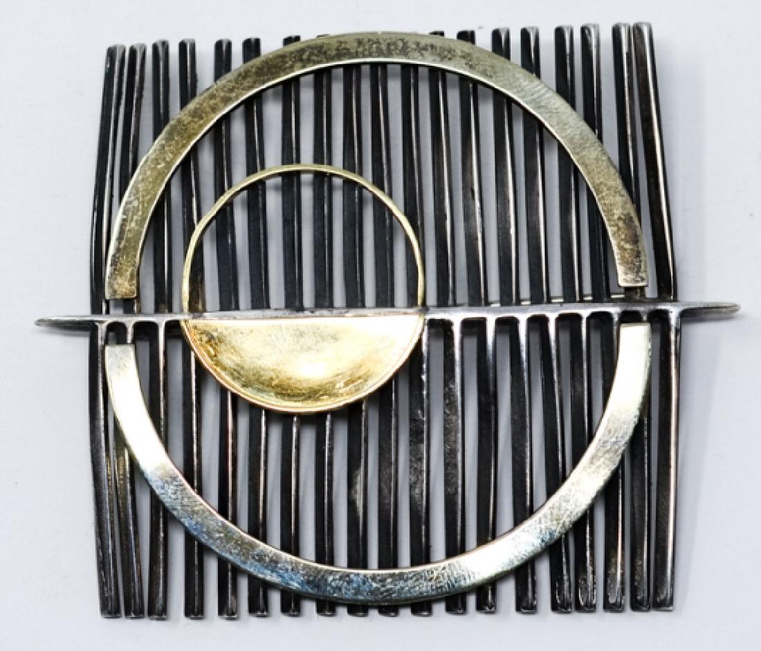 Large Modernist Sterling 14kt & 18kt Gold Brooch (1 of 7)