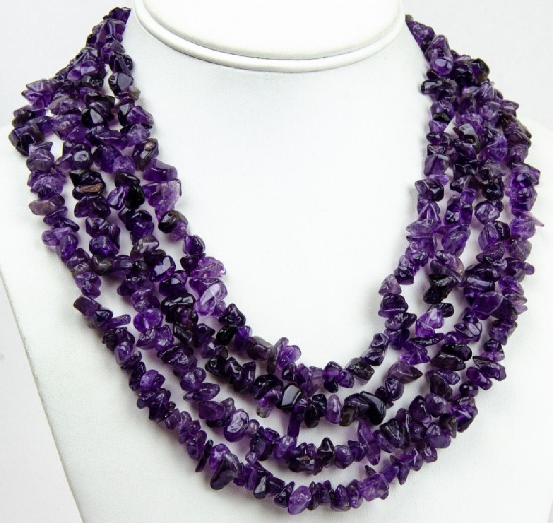 Multi Strand Tumbled Amethyst Bead Necklace (1 of 7)