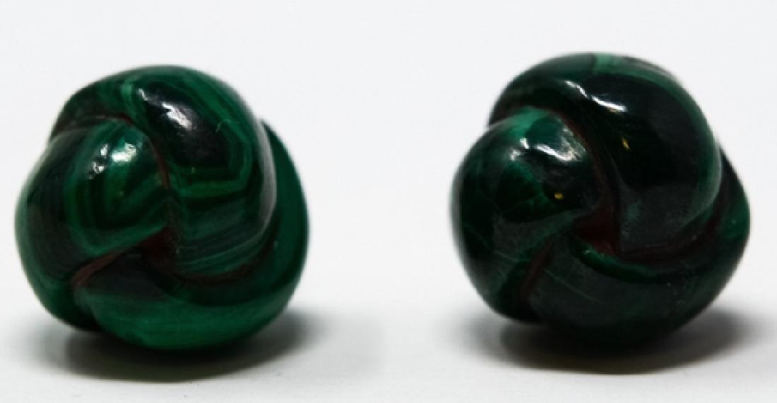 Pair Estate 14kt Yellow Gold & Malachite Earrings (1 of 5)