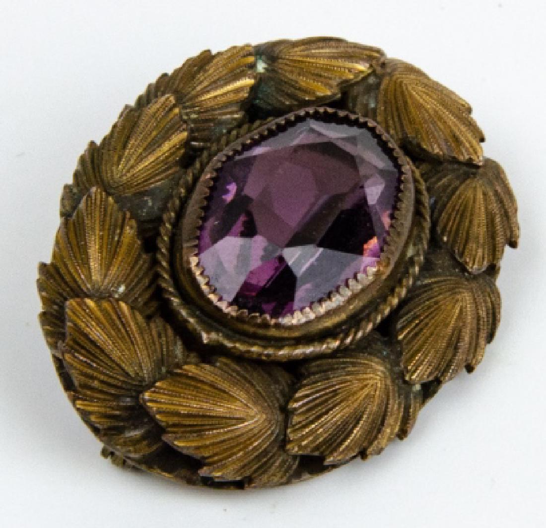 Antique Amethyst Glass & Gilt Brooch Pin (1 of 5)