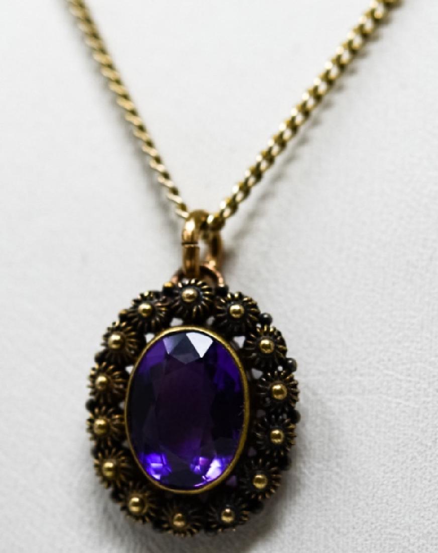 14kt Yellow Gold & Amethyst Pendant W Chain (1 of 5)