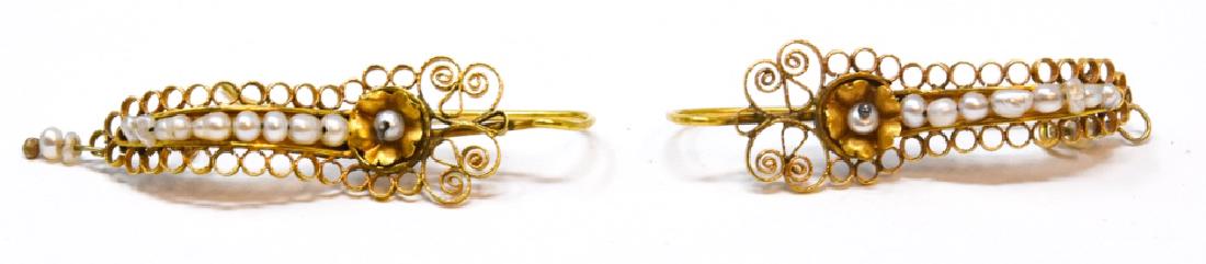 Antique C 1800 18kt Gold & Seed Pearl Earrings (1 of 5)