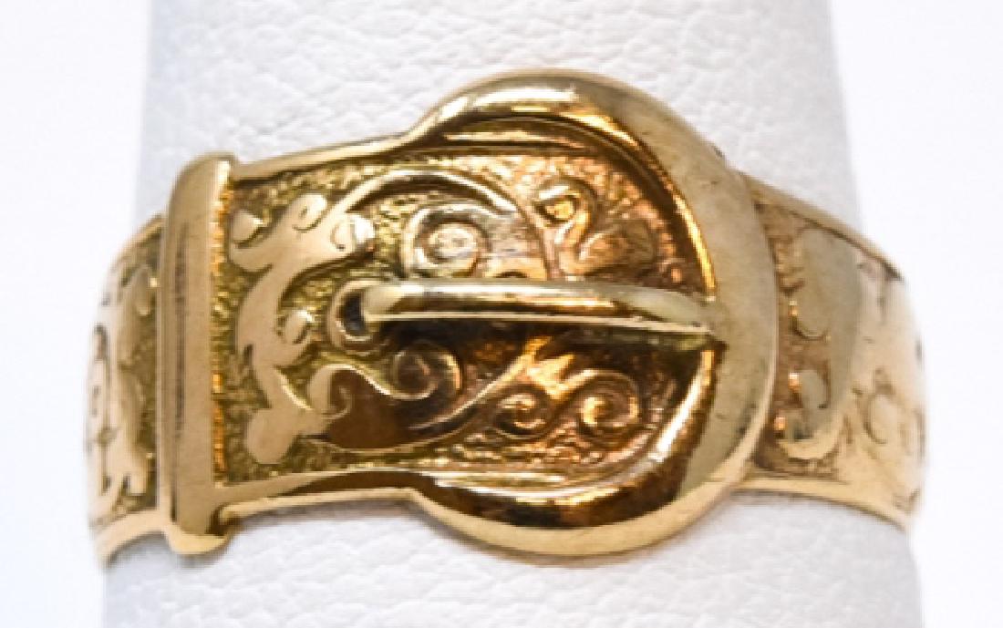 Antique 9kt Yellow Gold Buckle Form Ring Band (1 of 6)