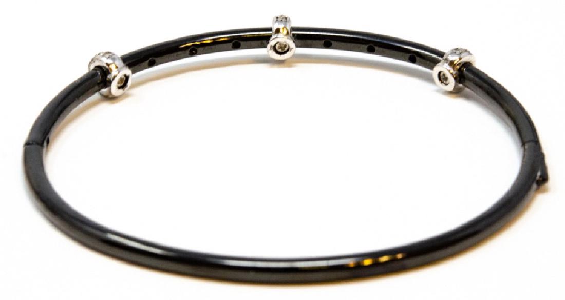 Diamond Sterling Silver & Steel Bangle Bracelet (1 of 7)