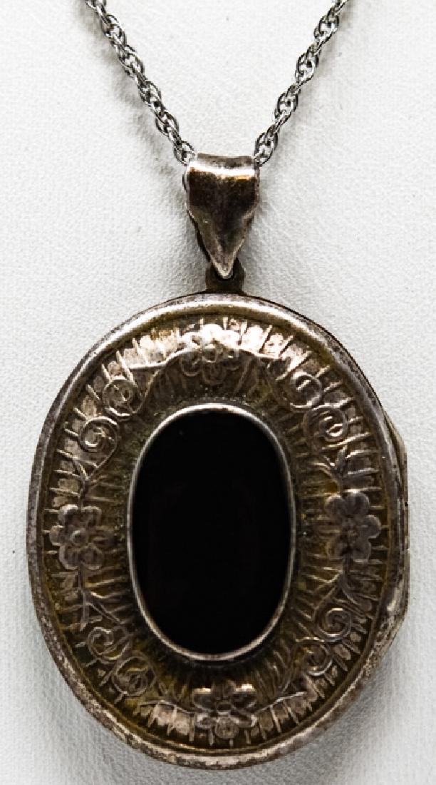 Antique Sterling Silver & Onyx Locket Pendant (1 of 6)