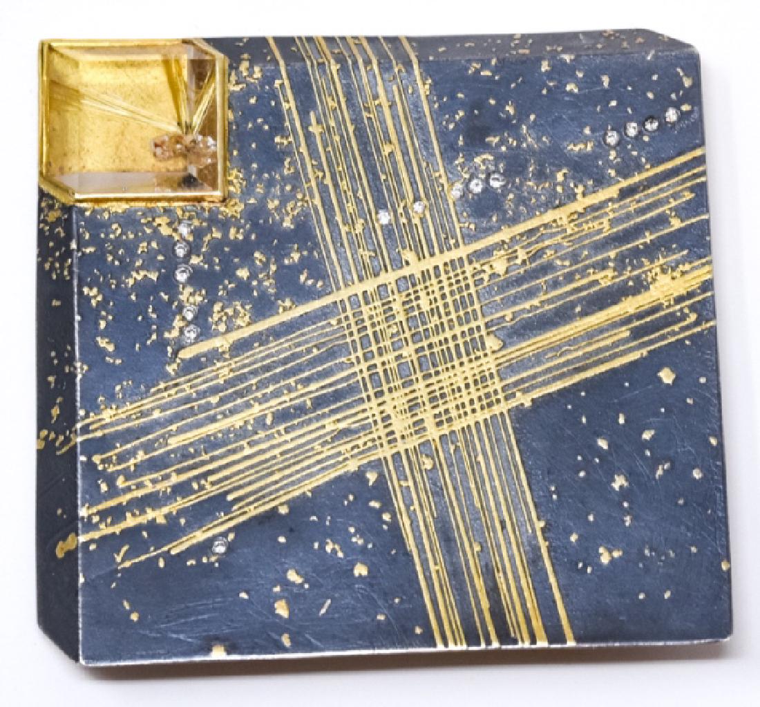 Estate Michael Zobel Modernist Silver Diamond Pin (1 of 5)