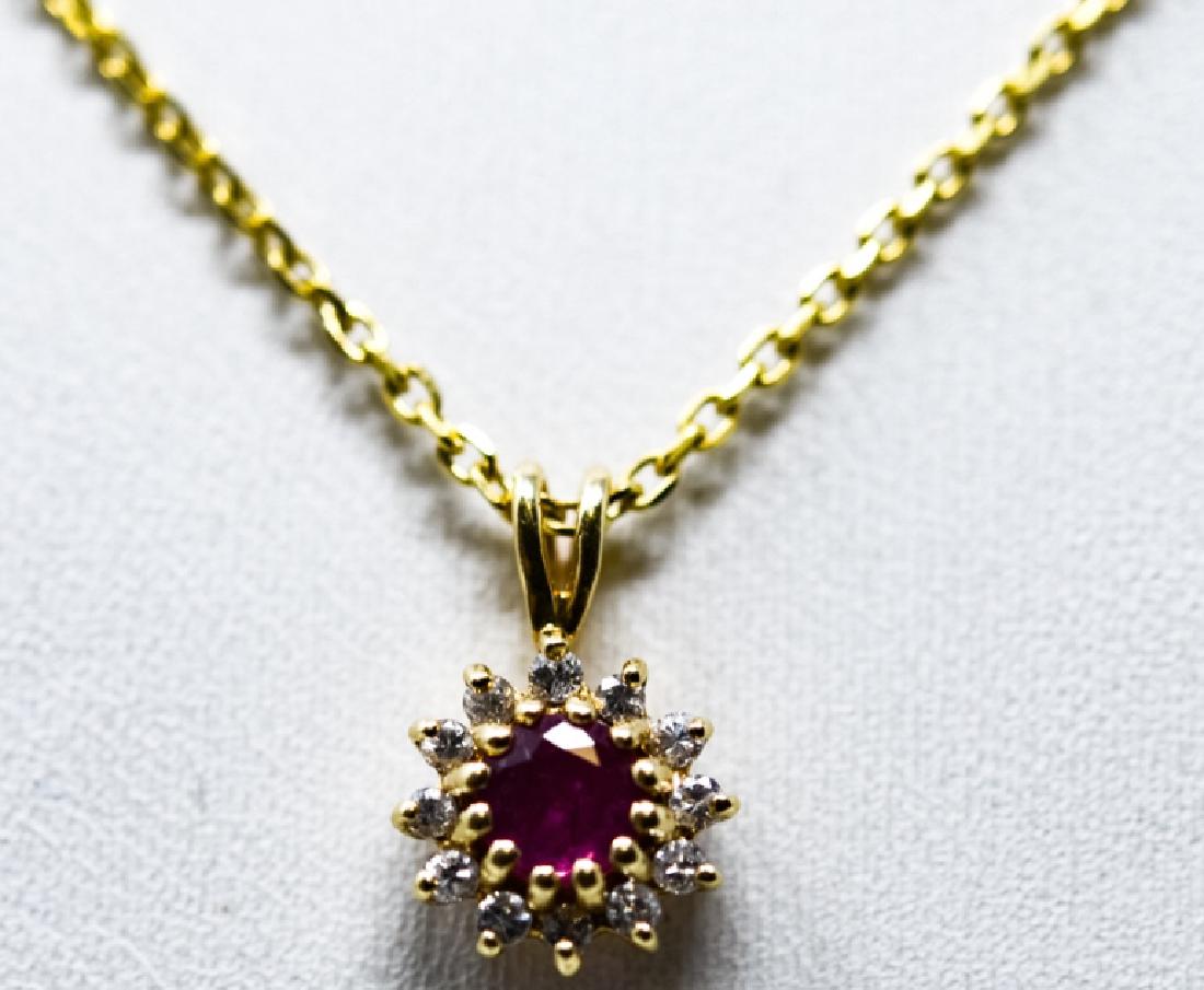14kt Yellow Gold Diamond & Ruby Necklace (1 of 5)