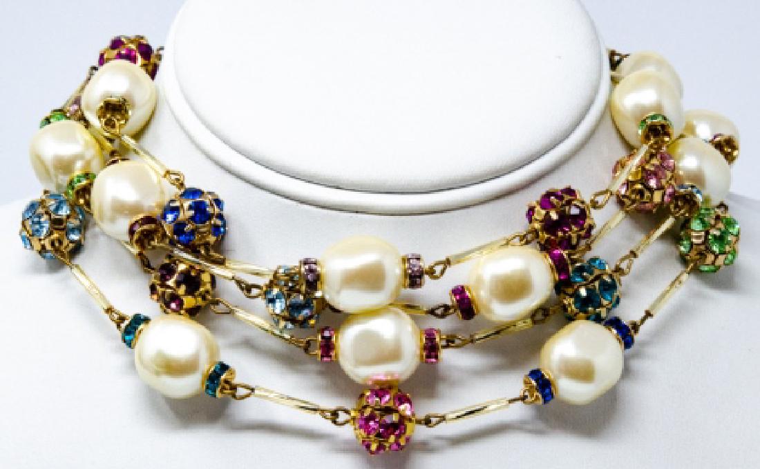Vintage Costume Pearl and Paste 4 Strand Choker (1 of 6)