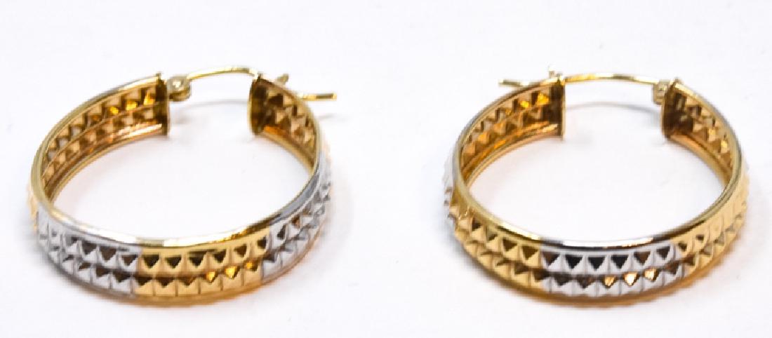 Vintage 10kt Two Tone Gold Studded Hoop Earrings (1 of 4)