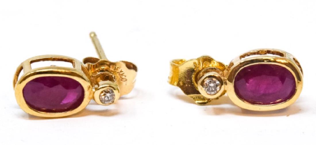 Vintage 14kt Yellow Gold Diamond & Ruby Earrings (1 of 5)