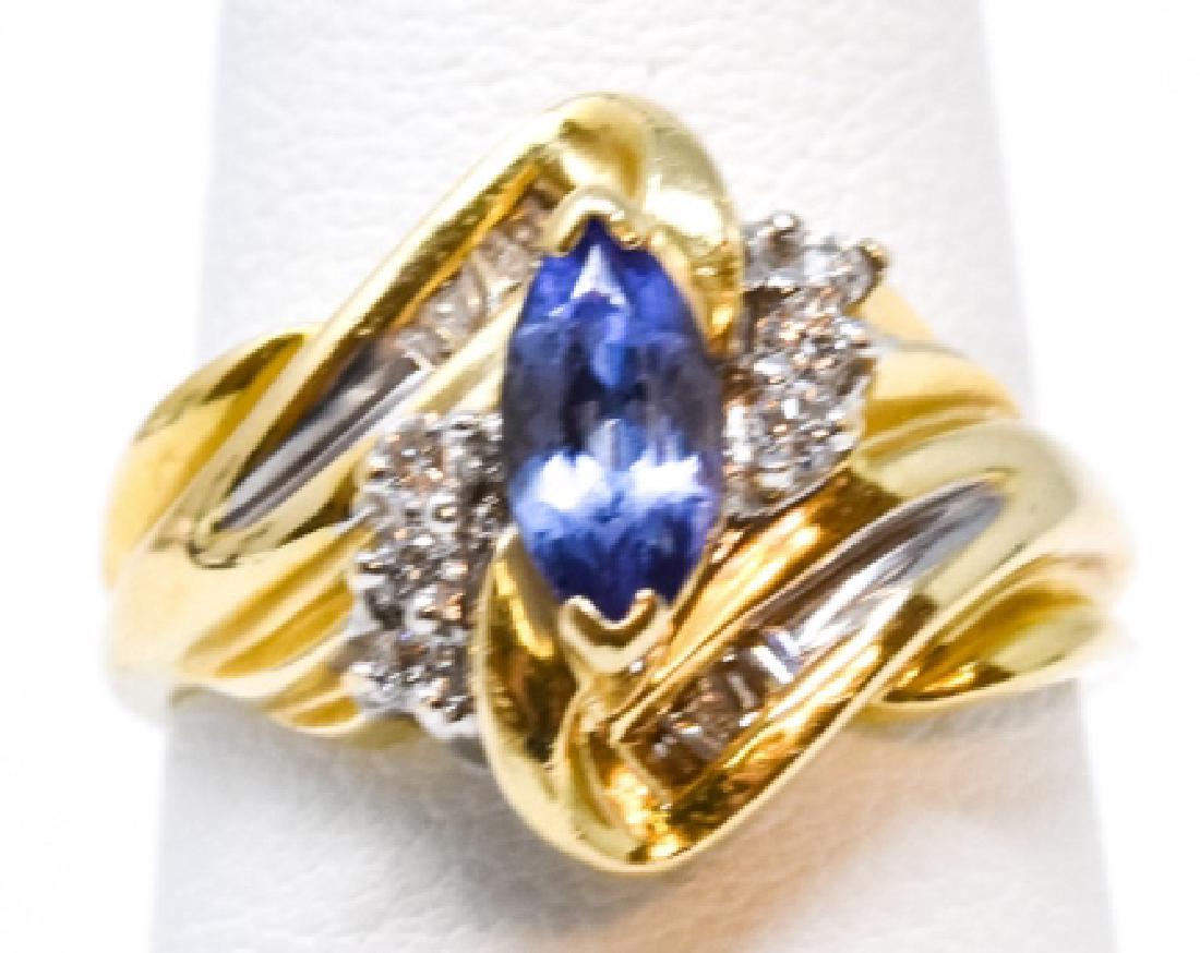 Vintage 14kt Yellow Gold Tanzanite & Diamond Ring (1 of 4)