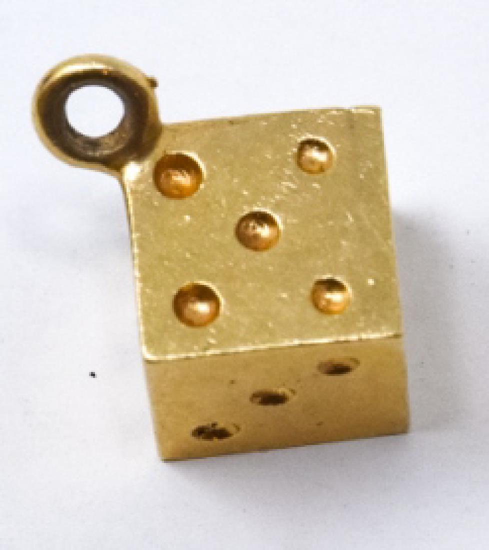 Vintage 14kt Yellow Gold Dice Form Charm / Pendant: Vintage 14kt Yellow Gold Dice Form Charm / Pendant. Measures .25 of an inch plus bail.