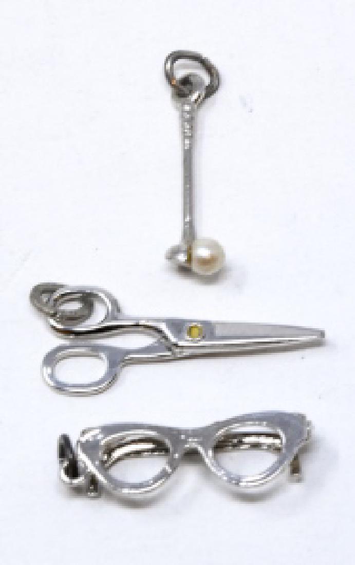 Collection of Vintage Charms - 3 Sterling Silver: Collection of Vintage Charms - 3 Sterling Silver. Includes gold club, scissors and sunglasses. Scissors measure 1 inch in length.
