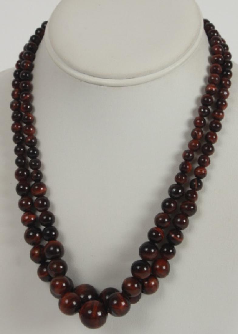 Pair of Graduated Bead Tiger's Eye Necklaces (1 of 6)
