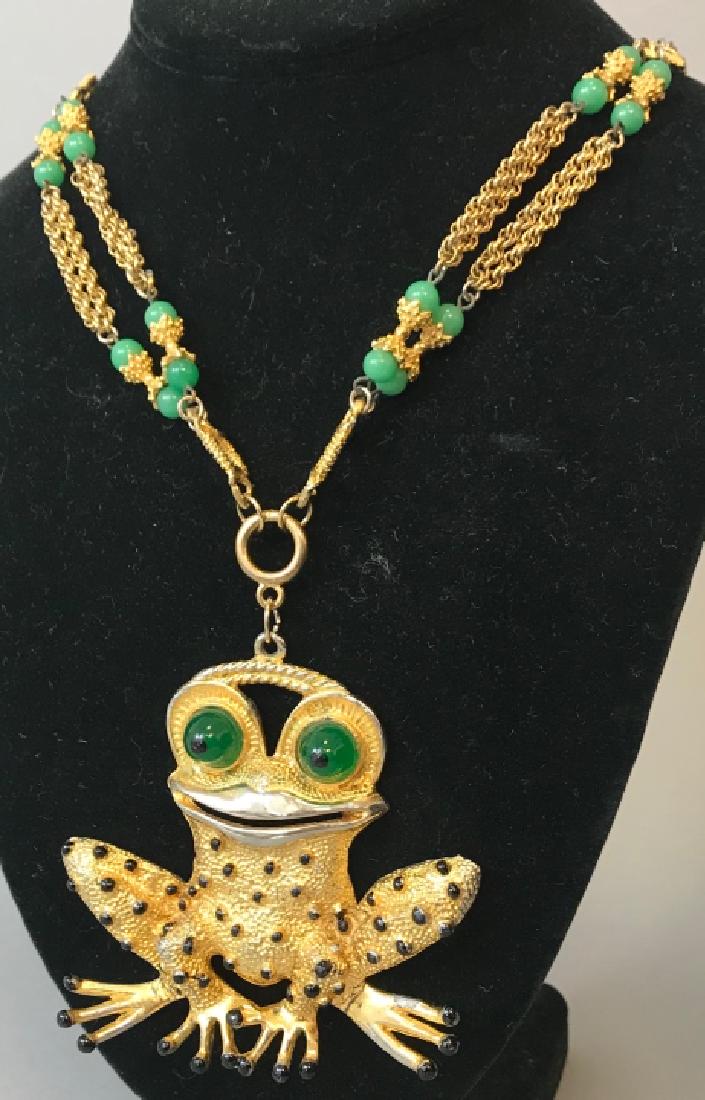 Vintage Gilt Metal Large Frog Pendant Necklace (1 of 4)