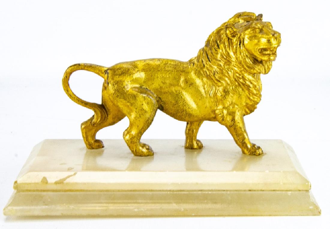 Antique Gilt Ormolu & Marble Statue of a Lion (1 of 6)