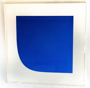 Ellsworth Kelly Signed "Blue" Lithograph: Ellsworth Kelly Signed "Blue" Lithograph. This lithograph in color titled "Blue" having a modernist geometric subject by artist Ellsworth Kelly (American, 1923-2015) is pencil signed in the lower righ