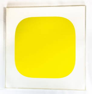 Ellsworth Kelly Signed "Yellow" Lithograph: Ellsworth Kelly Signed "Yellow" Lithograph. This lithograph in colors titled "Yellow" having a modernist geometric subject by artist Ellsworth Kelly (American, 1923-2015) is pencil signed and numbered