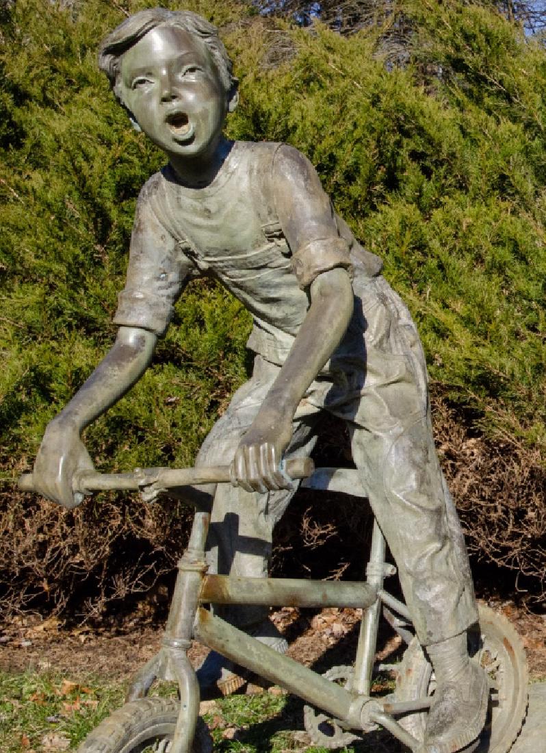 Life Size Bronze Statue of Boy on Bicycle (1 of 4)