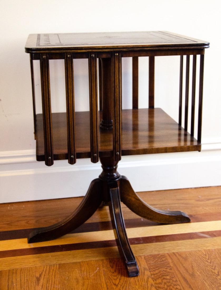 Pedestal Base End Table w Embossed Leather Top (1 of 6)
