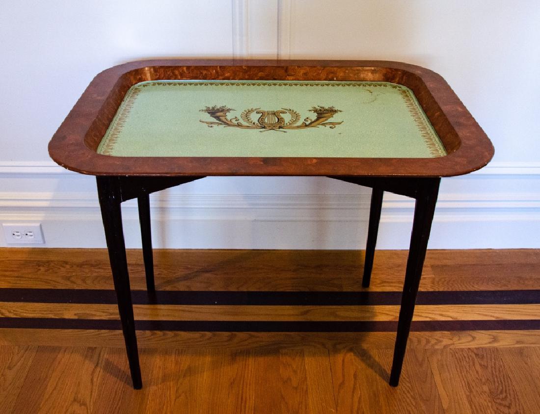 English Style Tole Metal Stenciled Coffee Table (1 of 4)