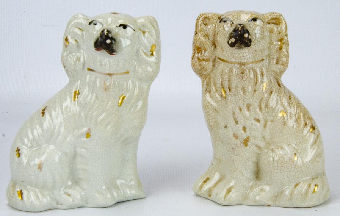 Pair Antique 19th C Staffordshire Porcelain Dogs (1 of 8)