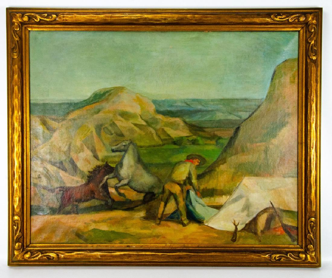 H Meloy Signed Oil Painting Western Mountain Scene (1 of 7)