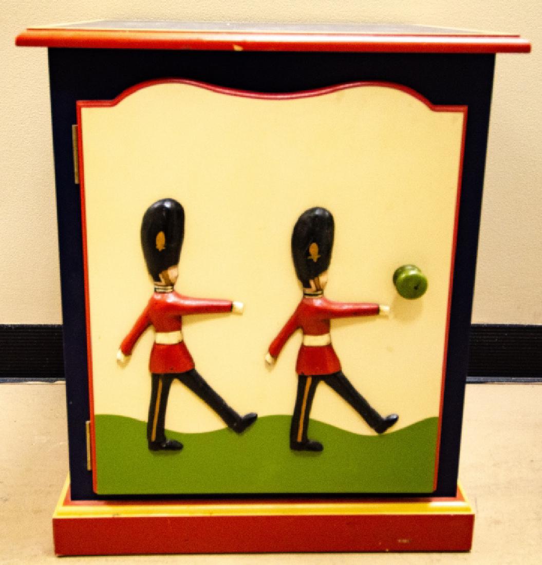 Child's Toy Soldier Design Hand Painted Nightstand: Child's Toy Soldier Design Hand Painted Nightstand. 22 inches x 17.5 inches x 19.5 inches.