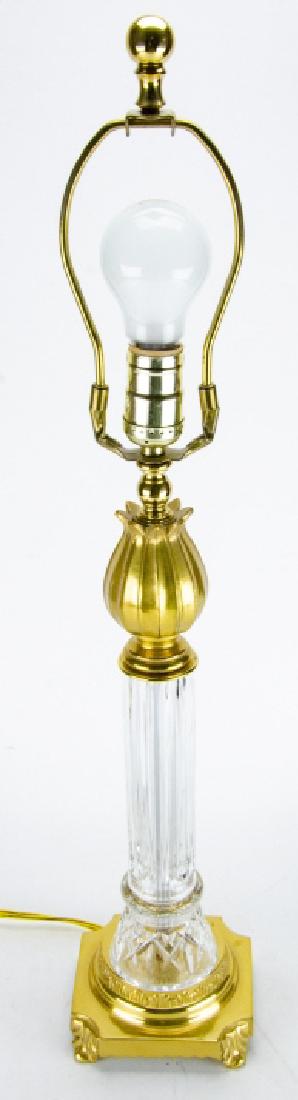 French Empire Style Brass & Crystal Column Lamp (1 of 5)