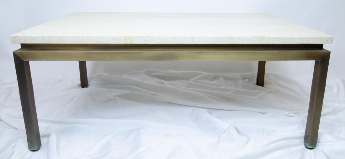 Mid Century Modern Stone Top & Brass Coffee Table (1 of 5)