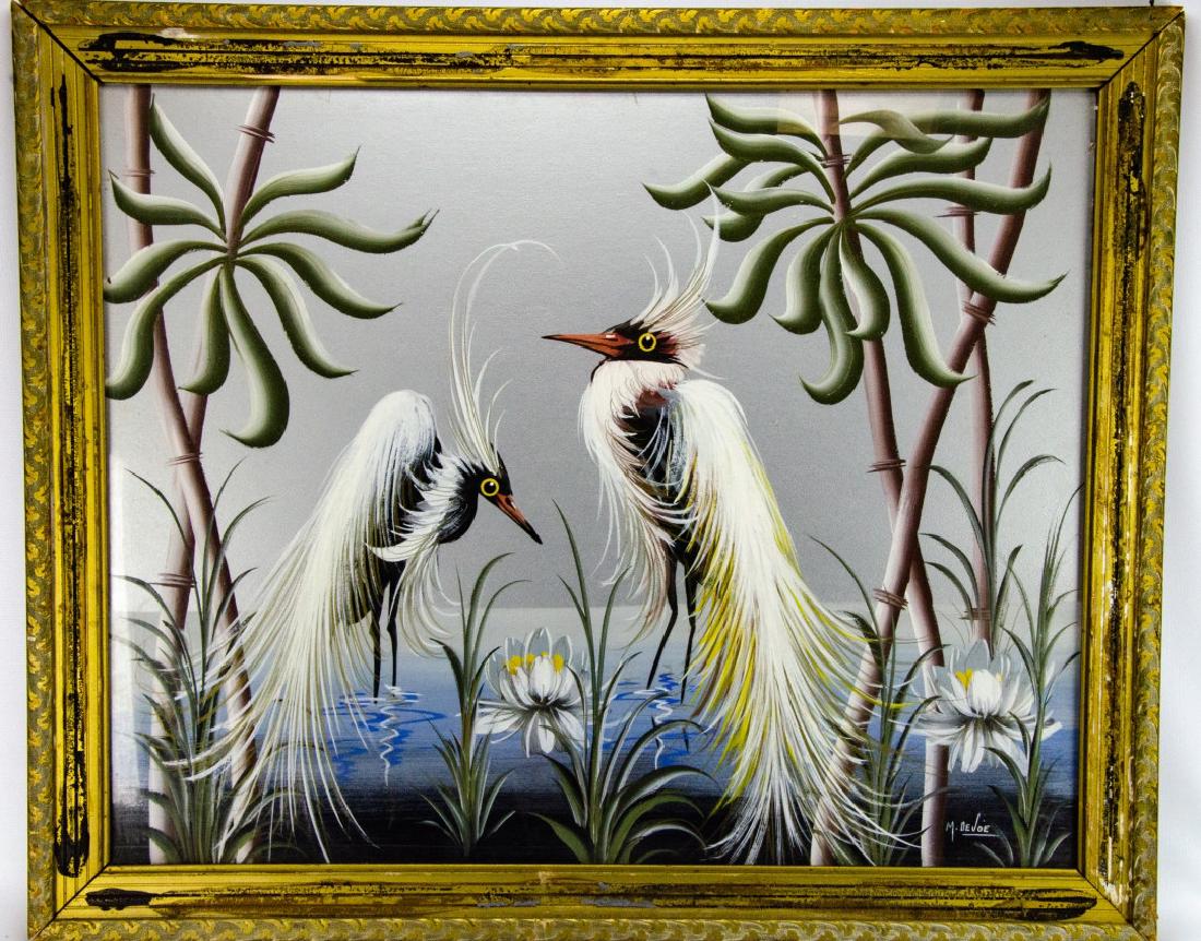 M. Devoe Mid Century Painting of Two Egrets (1 of 7)