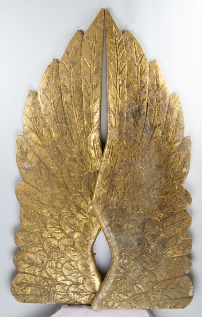Pair Hand Carved Gilt & Gesso Angel Wings (1 of 9)