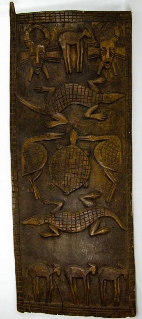 African Tribal Hand Carved Wood Panel W Animals (1 of 6)
