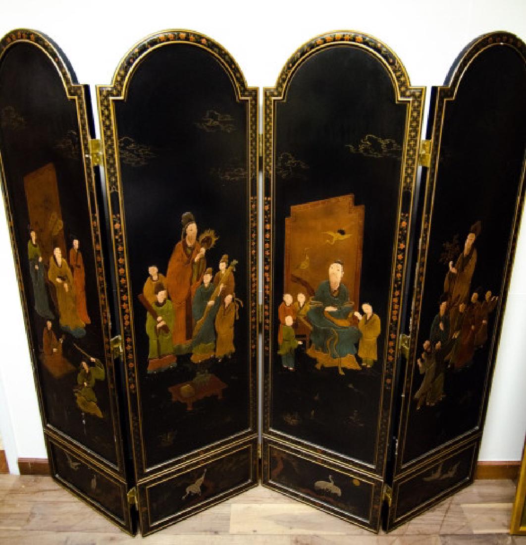 Vintage Korean Coromandel 4 Panel Screen (1 of 9)